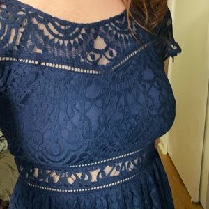 H&M lace blue skater dress - 6